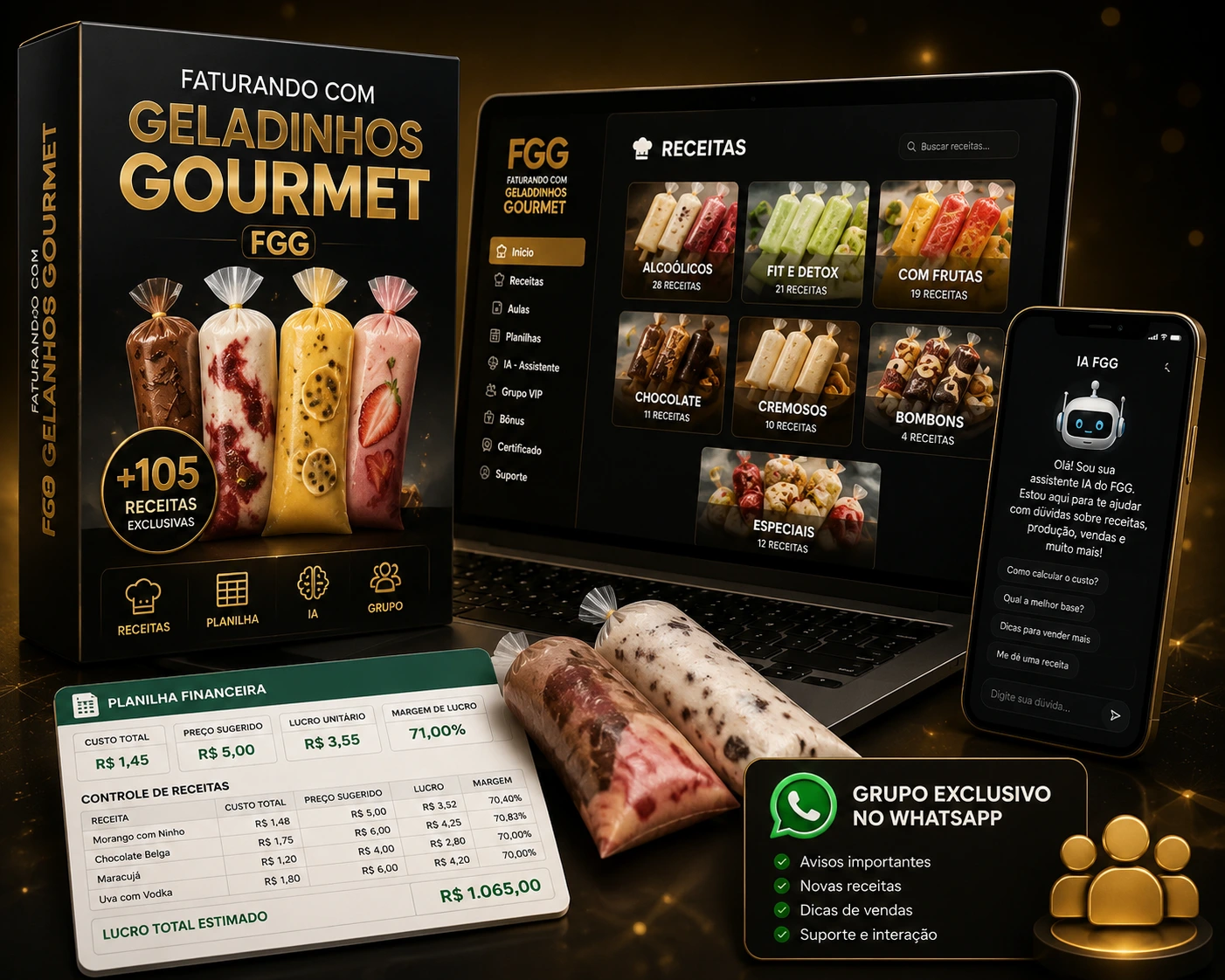 Mockup do curso Faturando com Geladinhos Gourmet